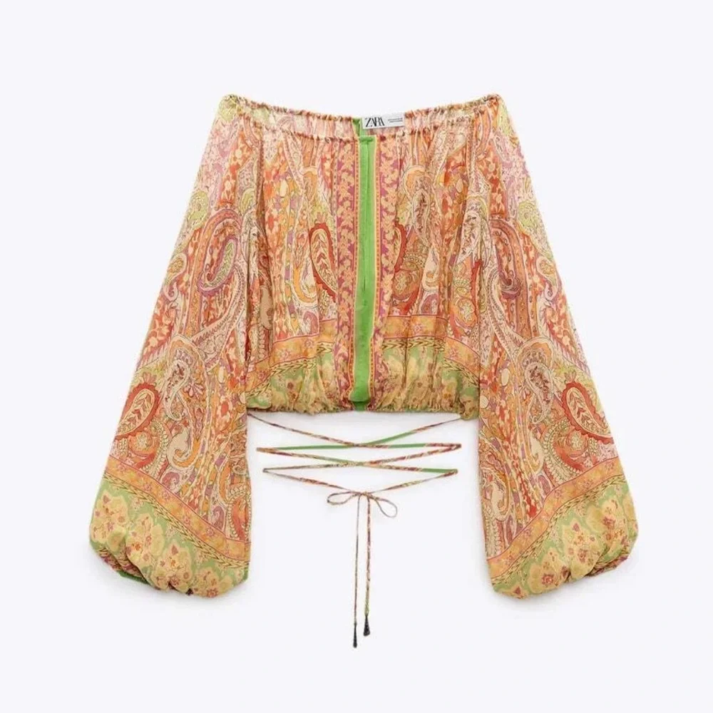 Zara Multicolor Off-Shoulder Top - Picture 7 of 10